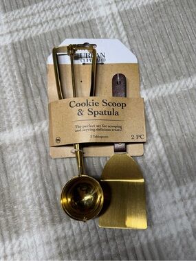 Urban Cupboard Cookie Scoop & Spatula - Brass with Brown Handle